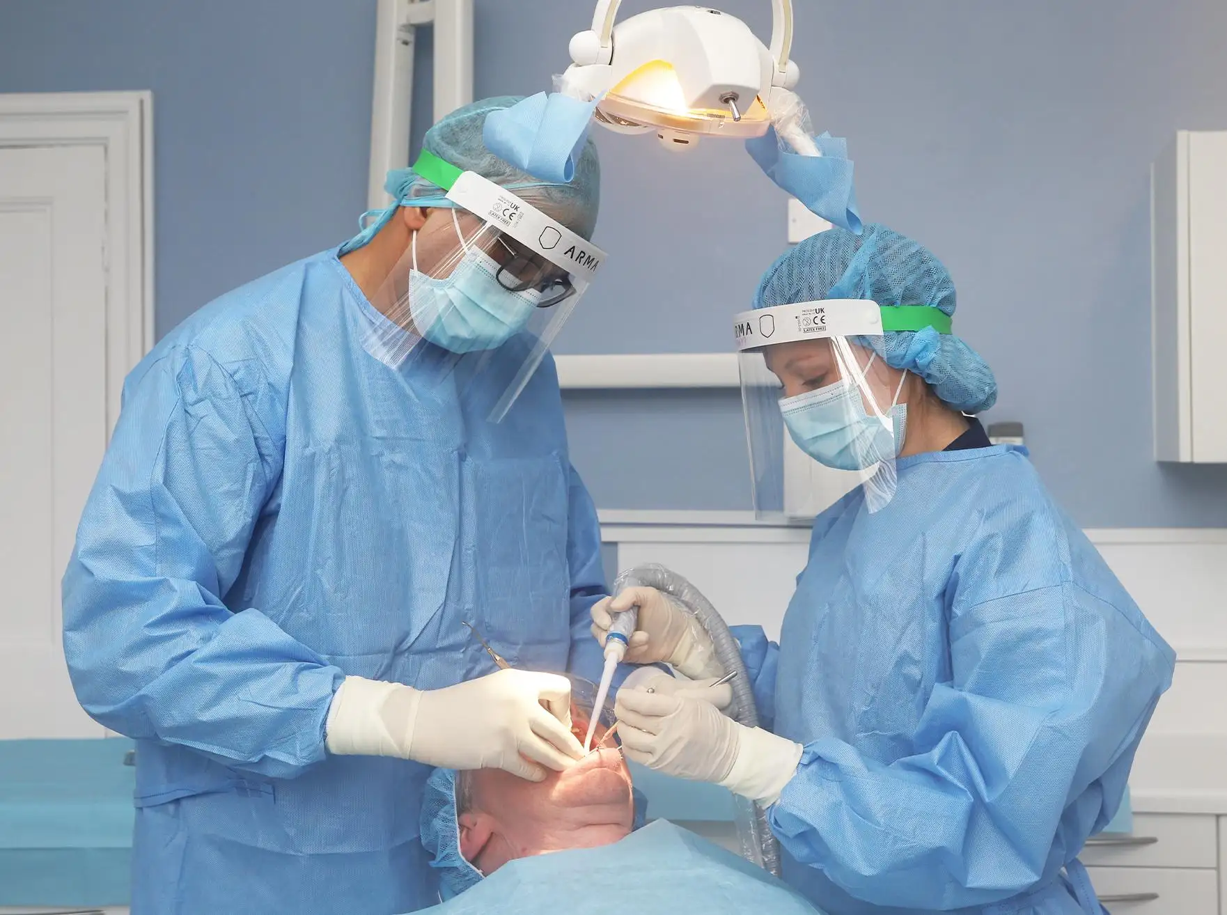 Periodontal treatment on a patient